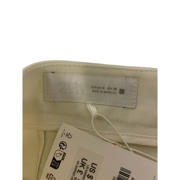 Zara Womens Pants S Ivory Pleated Straight Leg Trousers High Waist 9072/580 NWT - Picture 6 of 16